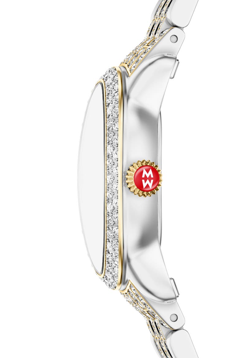 Serein Oval Noir Gloss Diamond Swiss Movement Bracelet Watch, Alternate, color, TWO TONE / BLACK