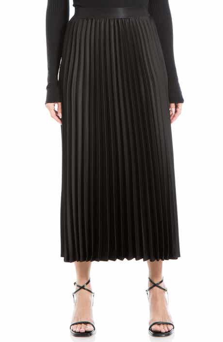 MAX STUDIO Satin Pleated Midi Skirt