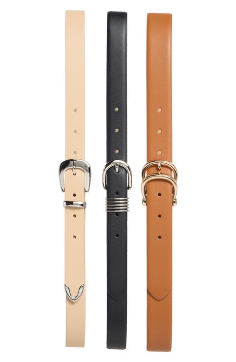 3-for-1 Assorted Faux Leather Belts