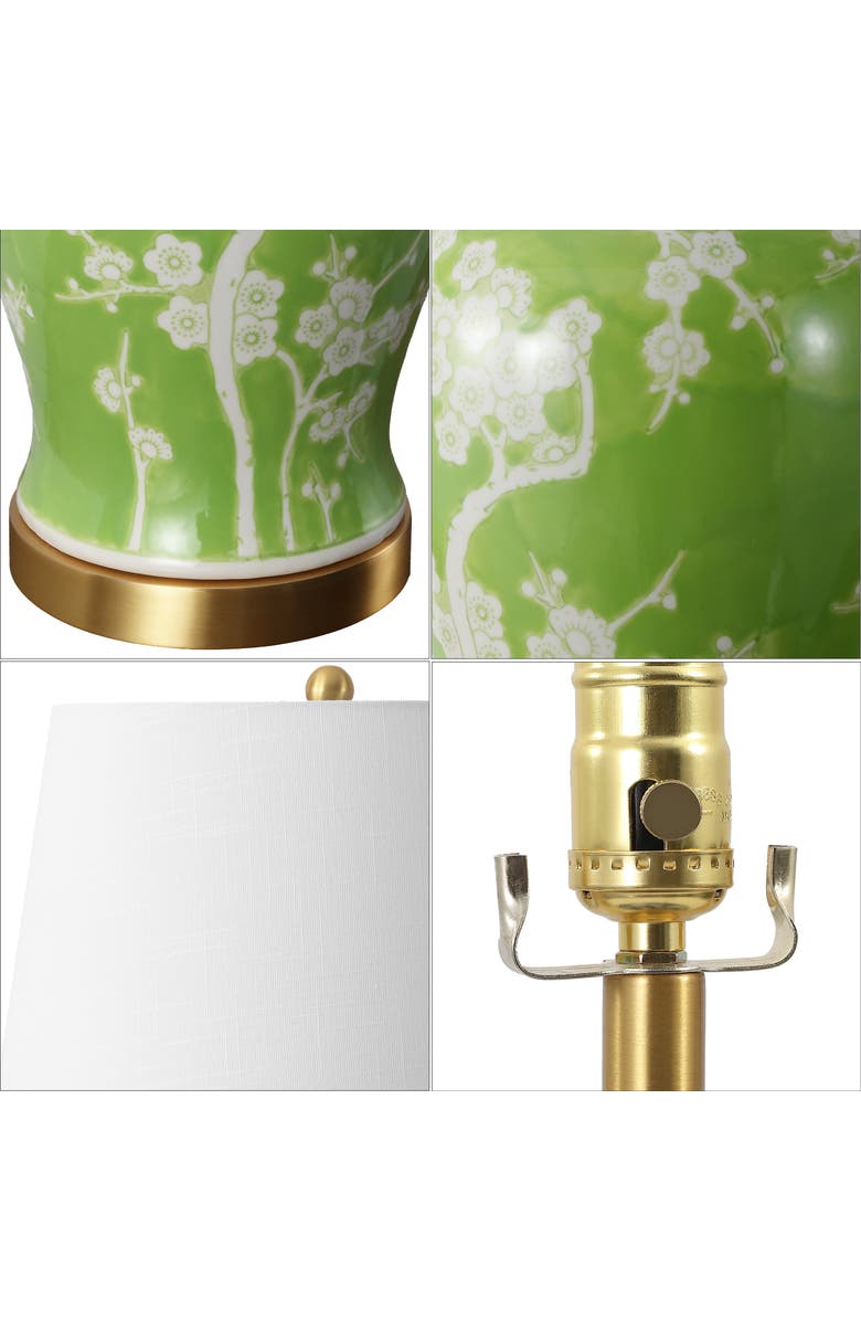JONATHAN Y Gracie 29.5" Traditional Cottage Ceramic/Metal Ginger Jar LED Table Lamp, Alternate, color, Green/White