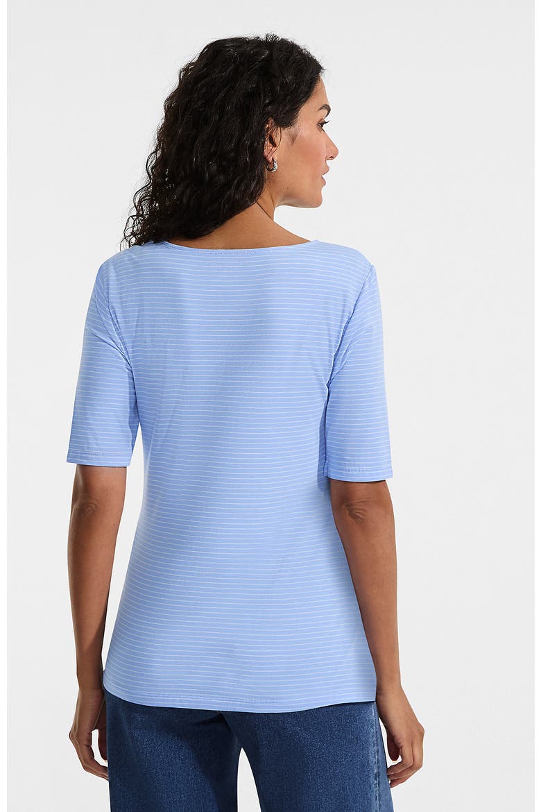 Lightweight Jersey Tie Front Top, Alternate, color, Clear Blue Sky Thin Stripe