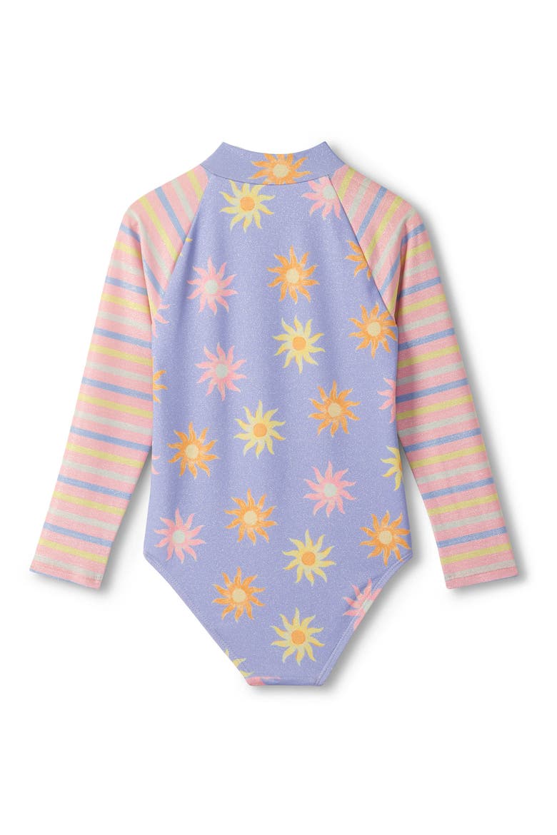 Kids' Faded Suns Rashguard One-Piece Swimsuit, Alternate, color, SERENITY