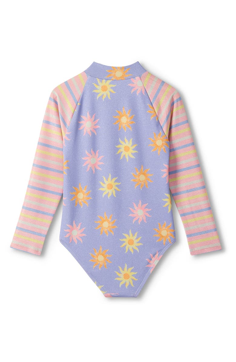 Hatley Kids' Faded Suns Rashguard One-Piece Swimsuit, Alternate, color, Serenity