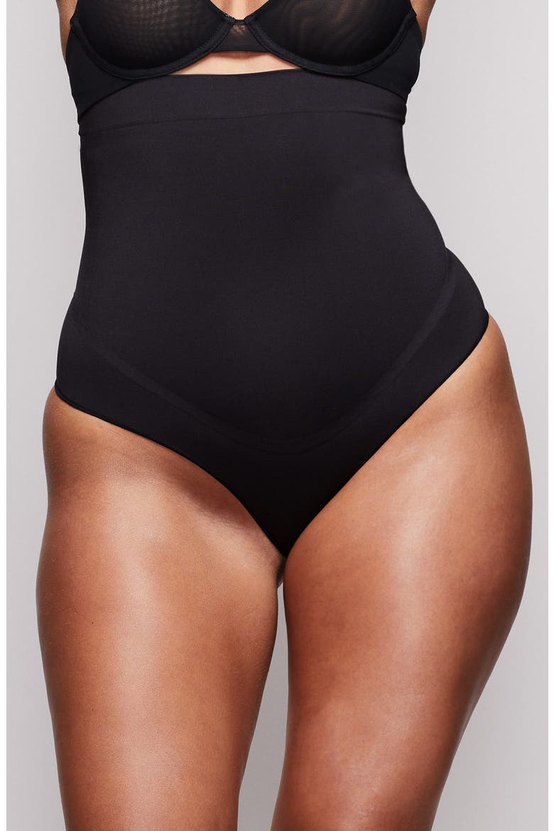 High Waist Bonded Thong, Main, color, ONYX