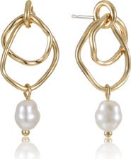 Ettika Faux Pearl Drop Earrings