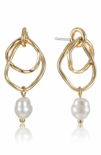 Ettika Faux Pearl Drop Earrings