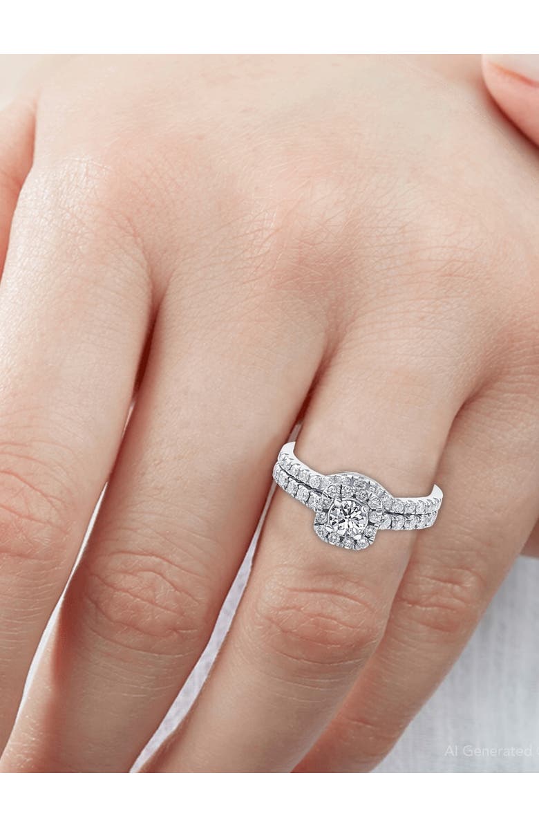 Bliss Diamond 3/4Ct Cushion Halo Diamond Engagement Wedding Ring Set Gold Lab Grown, Alternate, color, 