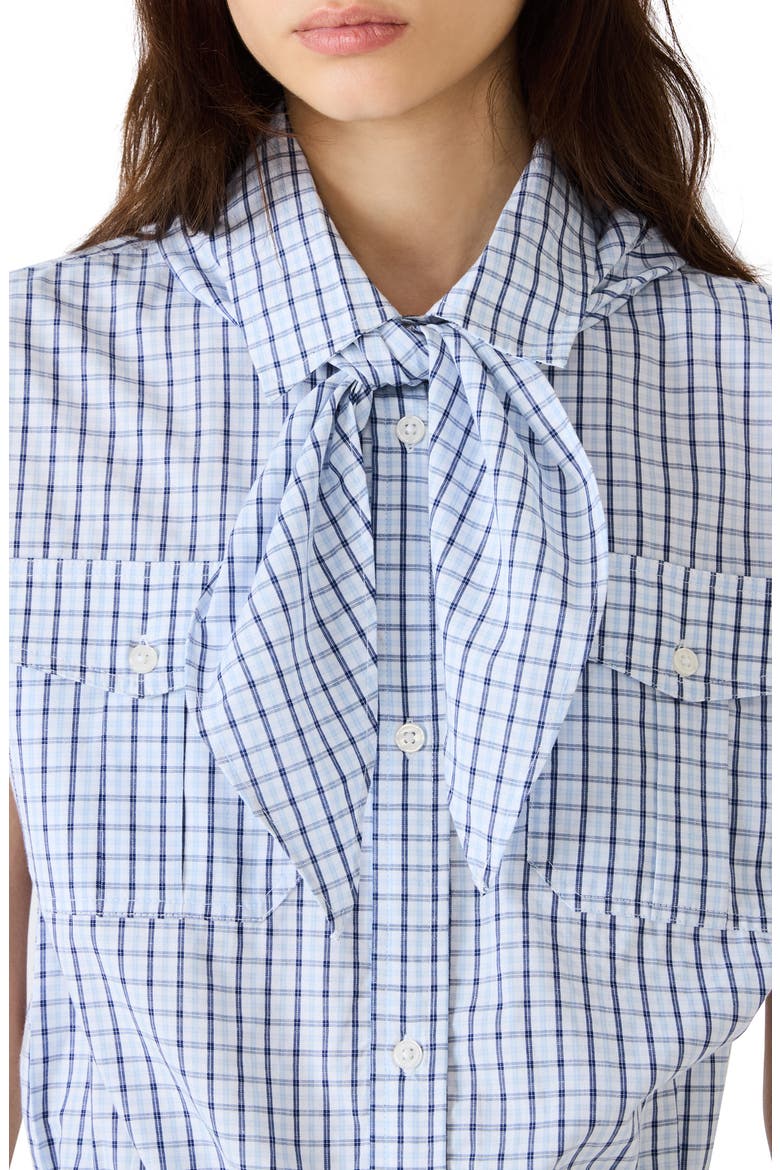 Scout Plaid Button-Up Shirt with Removable Tie, Alternate, color, NAVY PLAID