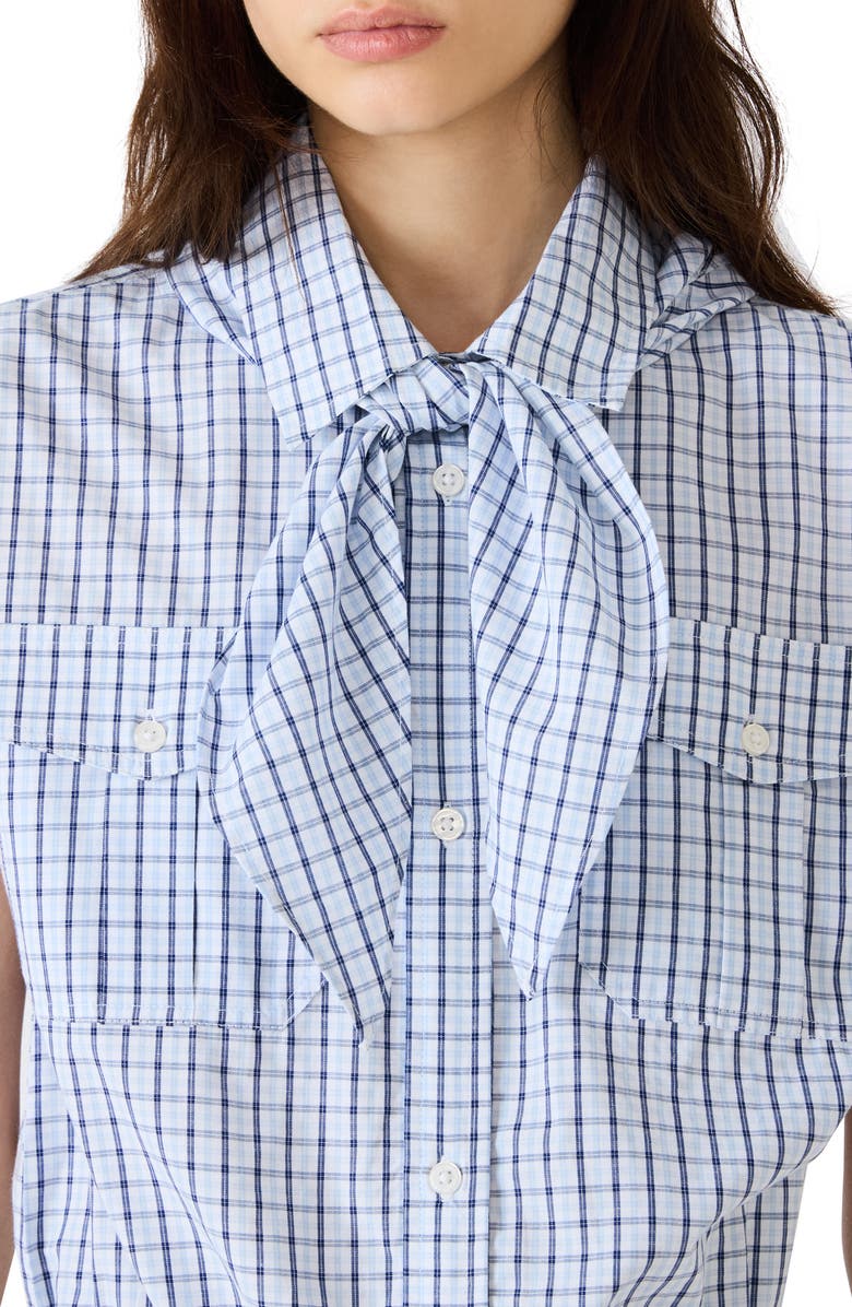 Steve Madden Scout Plaid Button-Up Shirt with Removable Tie, Alternate, color, Navy Plaid