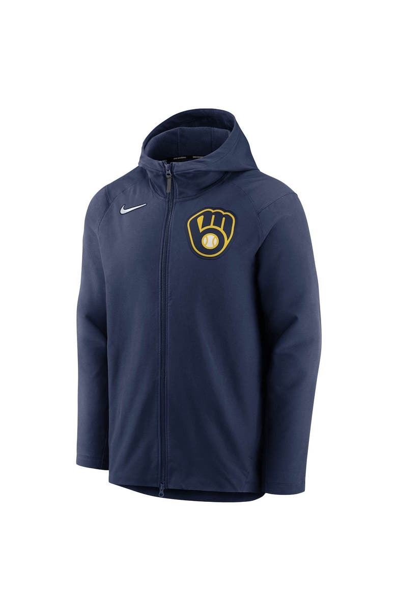 Nike Men's Nike Navy Milwaukee Brewers Authentic Collection Pregame Performance Full-Zip Hoodie, Alternate, color, 