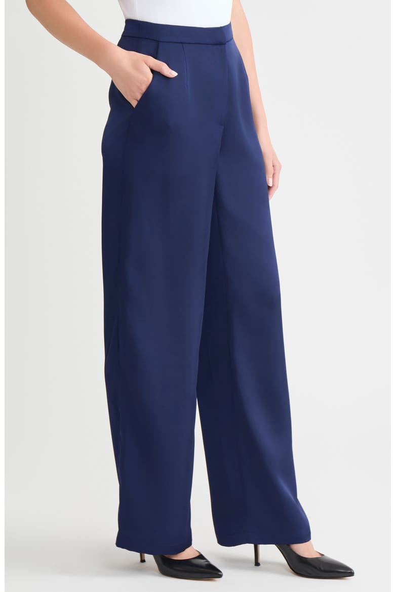 x Lani Lynn Crêpe de Chine Wide Leg Pants, Alternate, color, MOONLIT NAVY