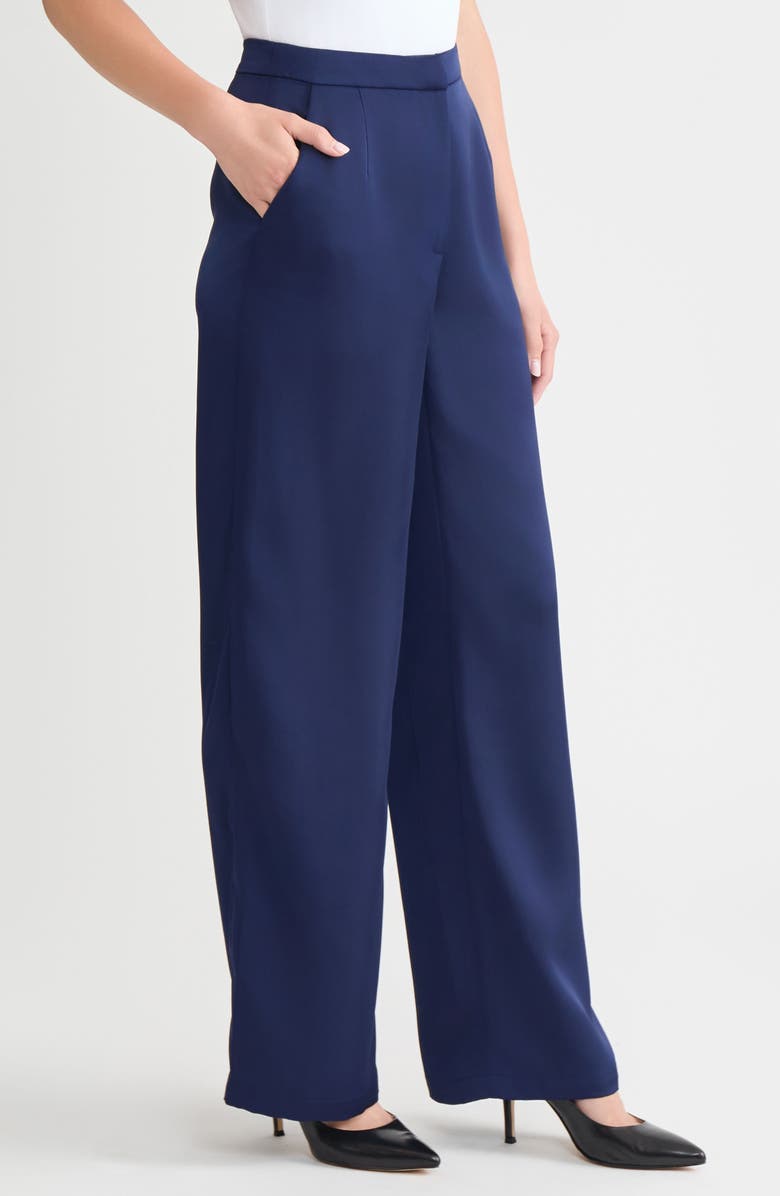 Misook x Lani Lynn Crêpe de Chine Wide Leg Pants, Alternate, color, Moonlit Navy