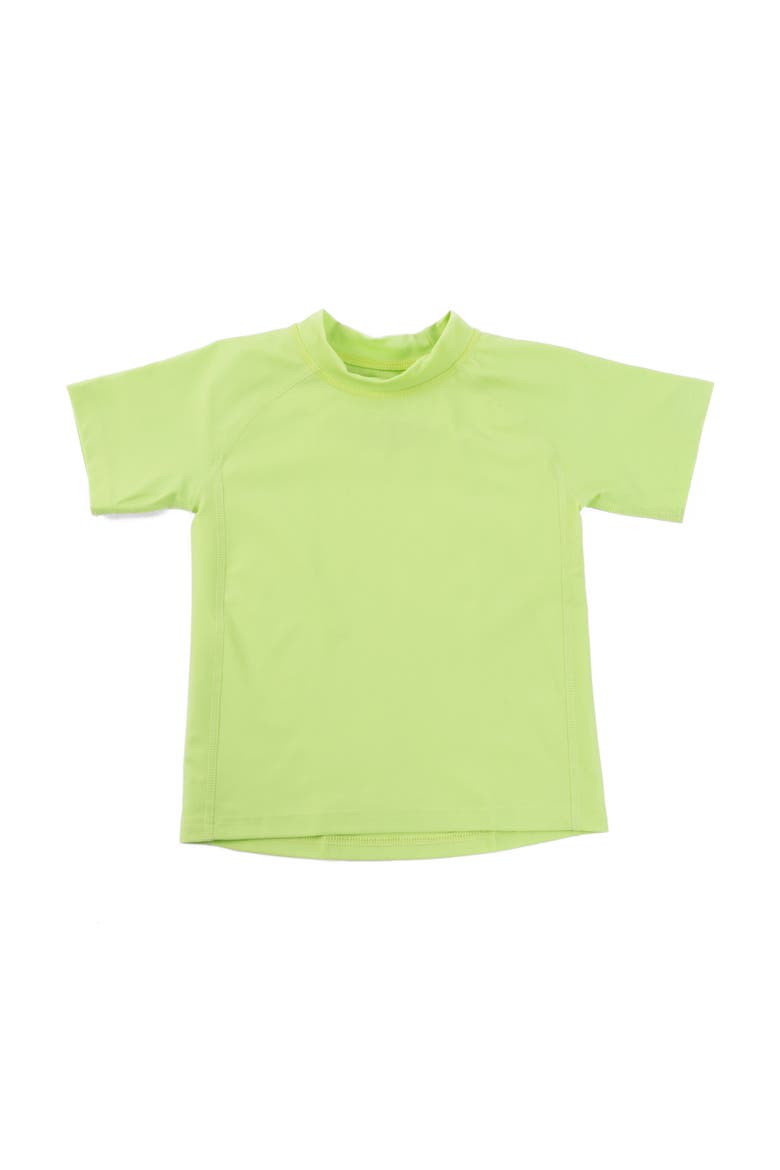 Kids Short Sleeve Rash Guard, UPF 50+ Swim Shirt, Main, color, GREEN