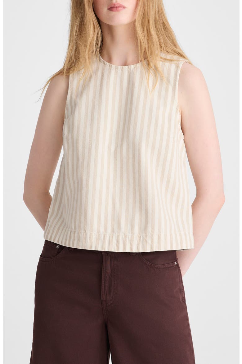 Stripe Denim Boxy Shell Top, Main, color, KHAKI SAND STRIPE