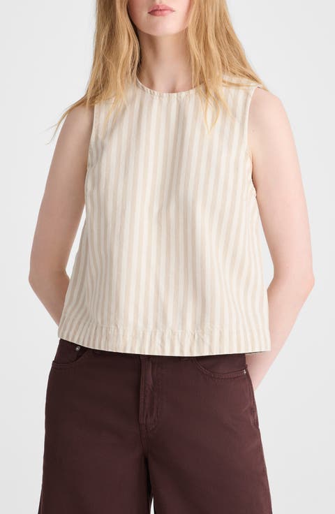 Stripe Denim Boxy Shell Top