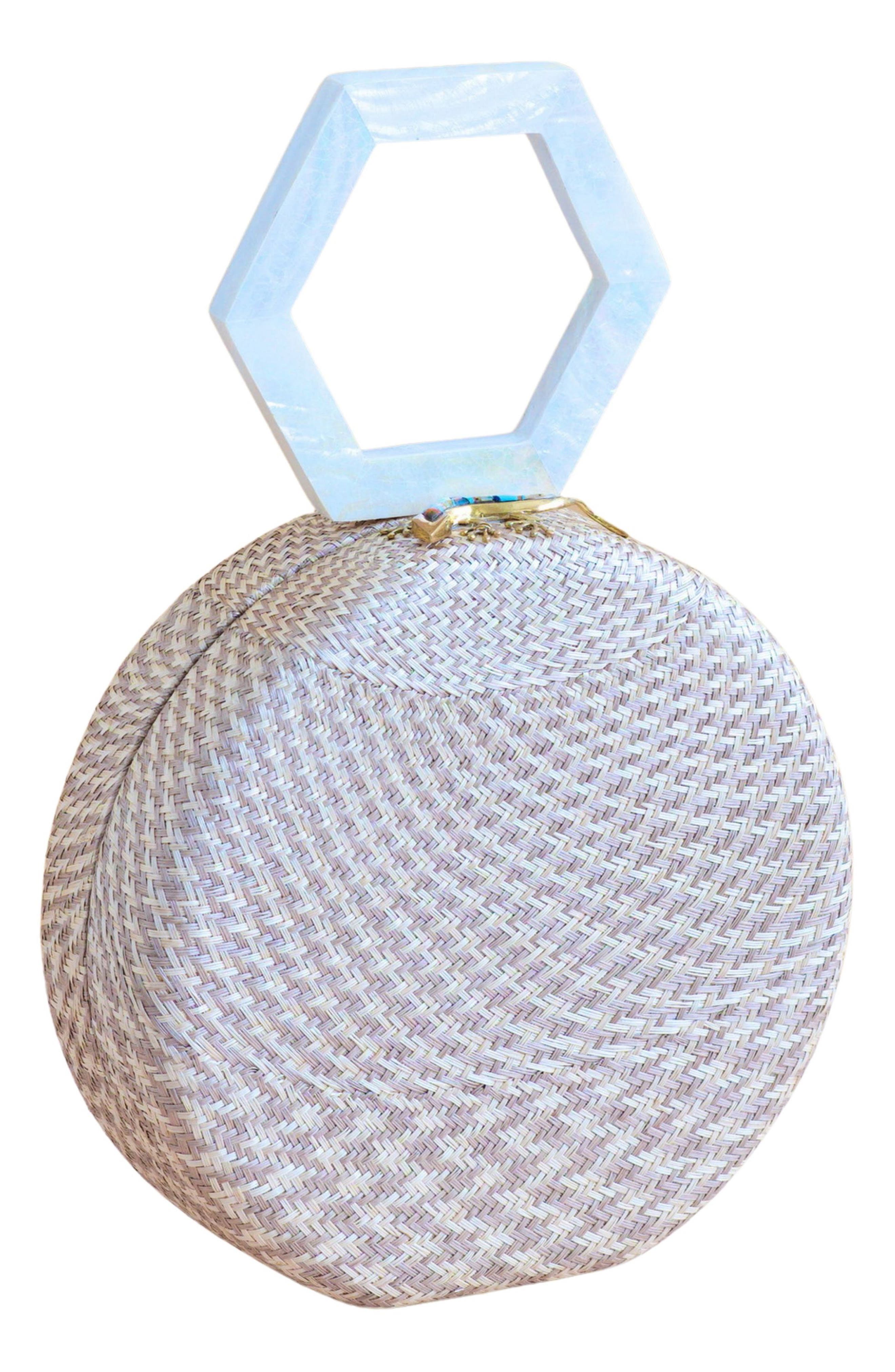 LIKHA Round Handbag with Mother-of-Pearl Handle, Alternate, color, Dusty Rose