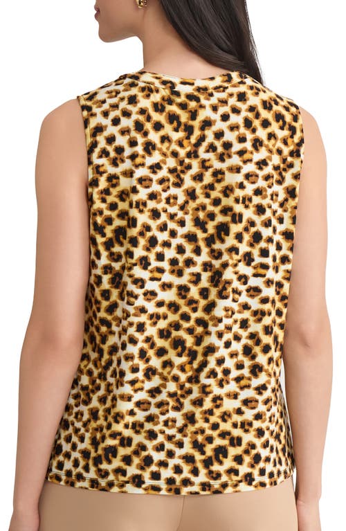 Kasper Pleated Sleeveless Top In Animal Print