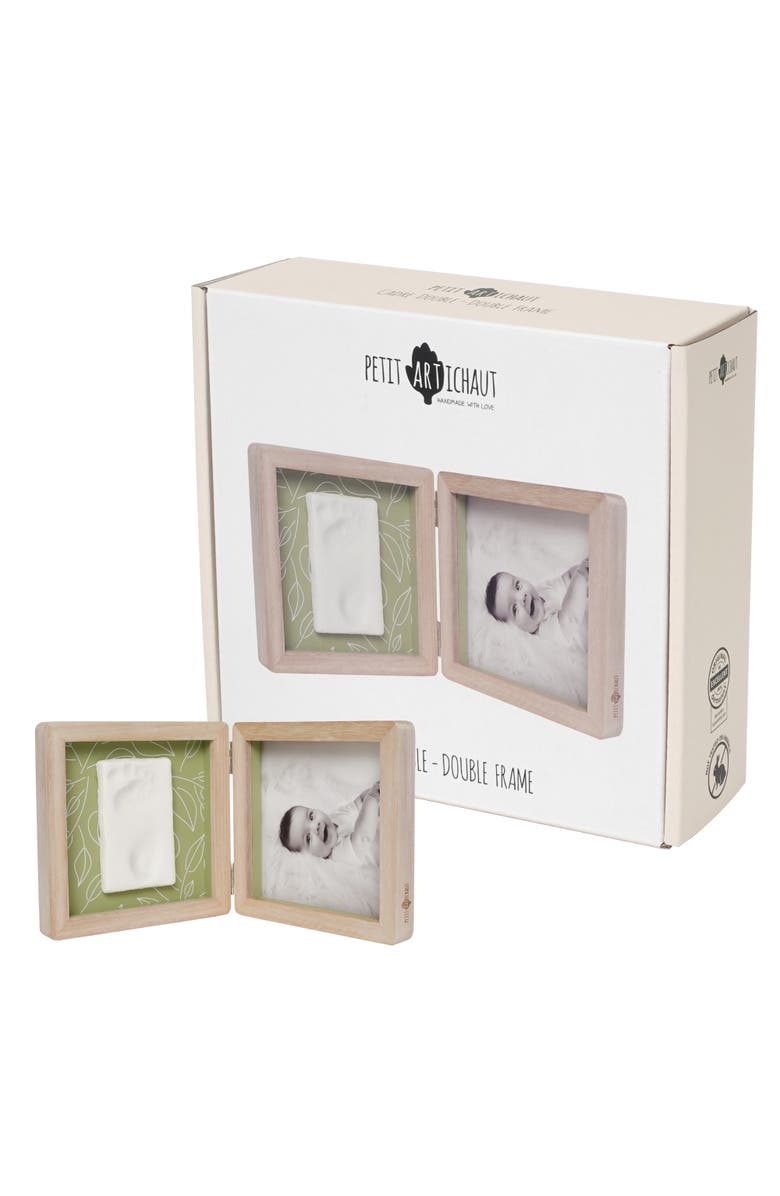 Petit Artichaut Double Frame - Baby Print & Photo Frame, Keepsake Gift, Main, color, Olive Tree