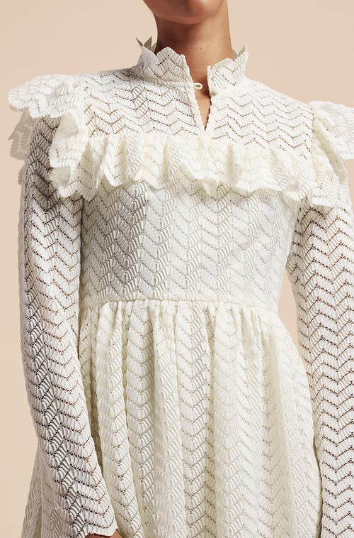 Rebecca Taylor Chevron Lace Mini Dress In Gardenia