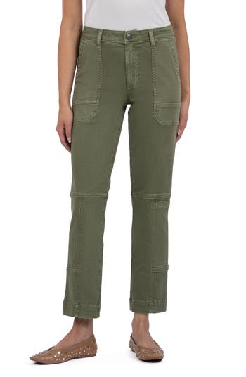 Kut From The Kloth Elizabeth Ankle Straight Leg Utility Pants In Green