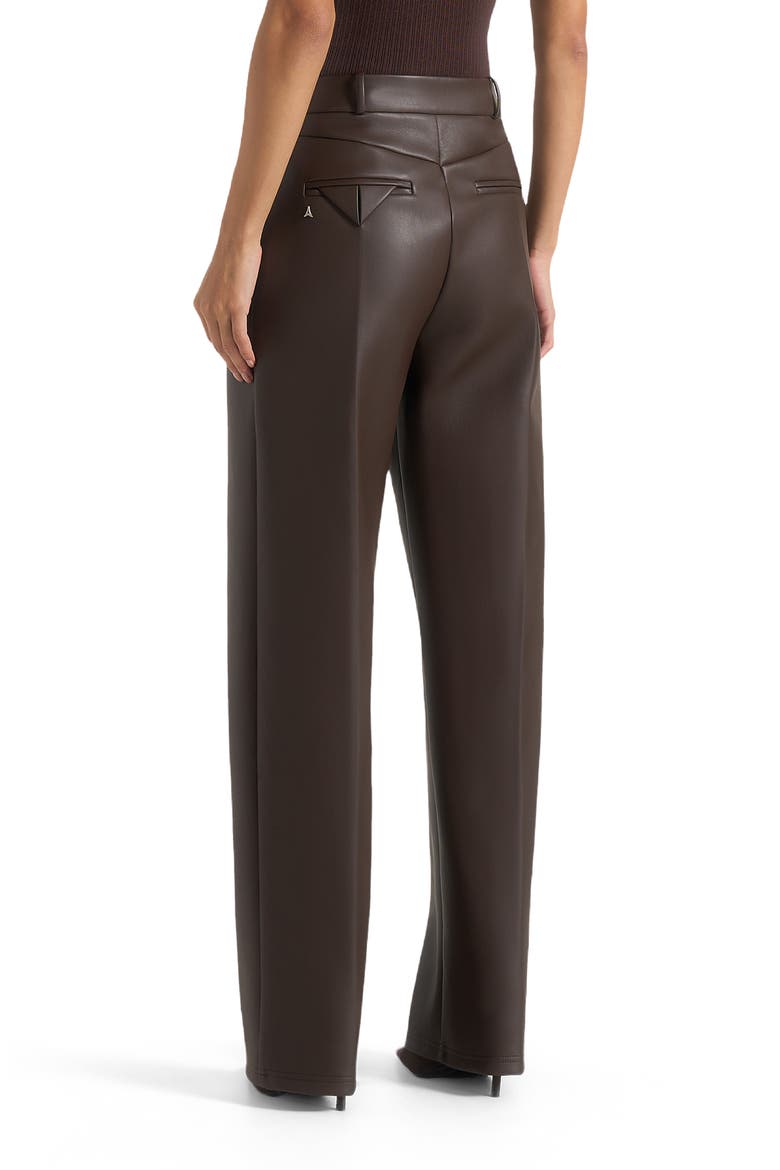 Julie Leather Twin Pleat Trousers, Alternate, color, Brown