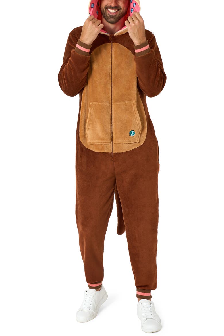 Otter Hooded Fleece Costume Jumpsuit, Main, color, BEIGE