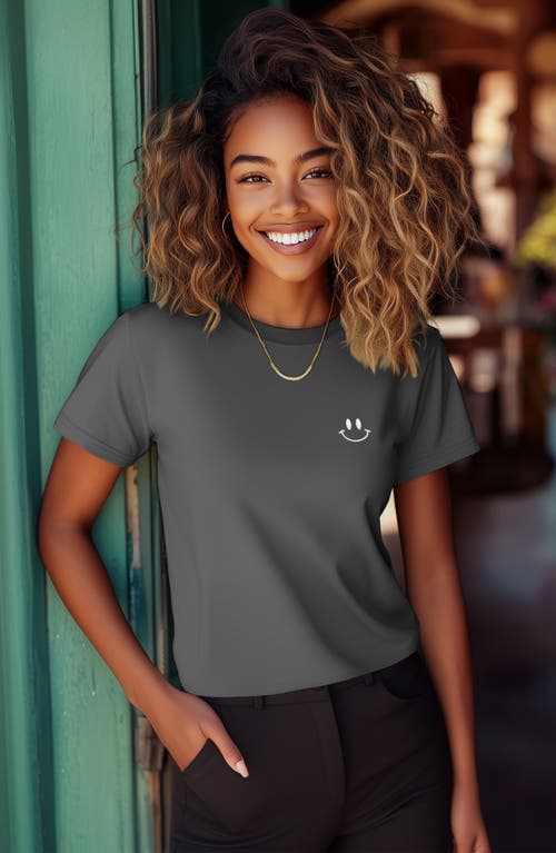 Dalix Smile Face Tee In Asphalt Gray