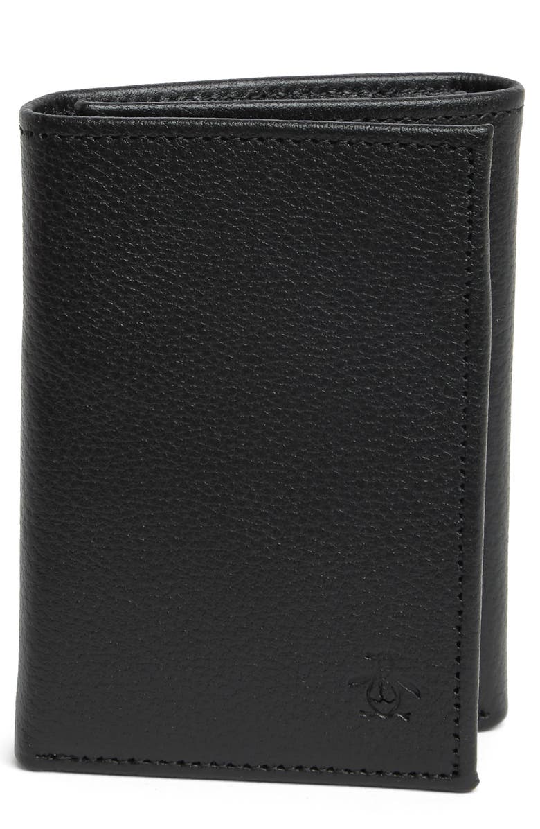 Original Penguin Pebbled Leather Trifold Wallet, Main, color, 