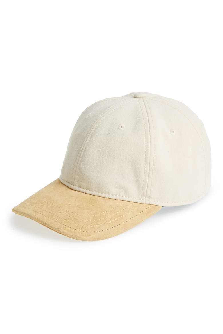 Leather Brim Adjustable Baseball Cap, Main, color, CREAM