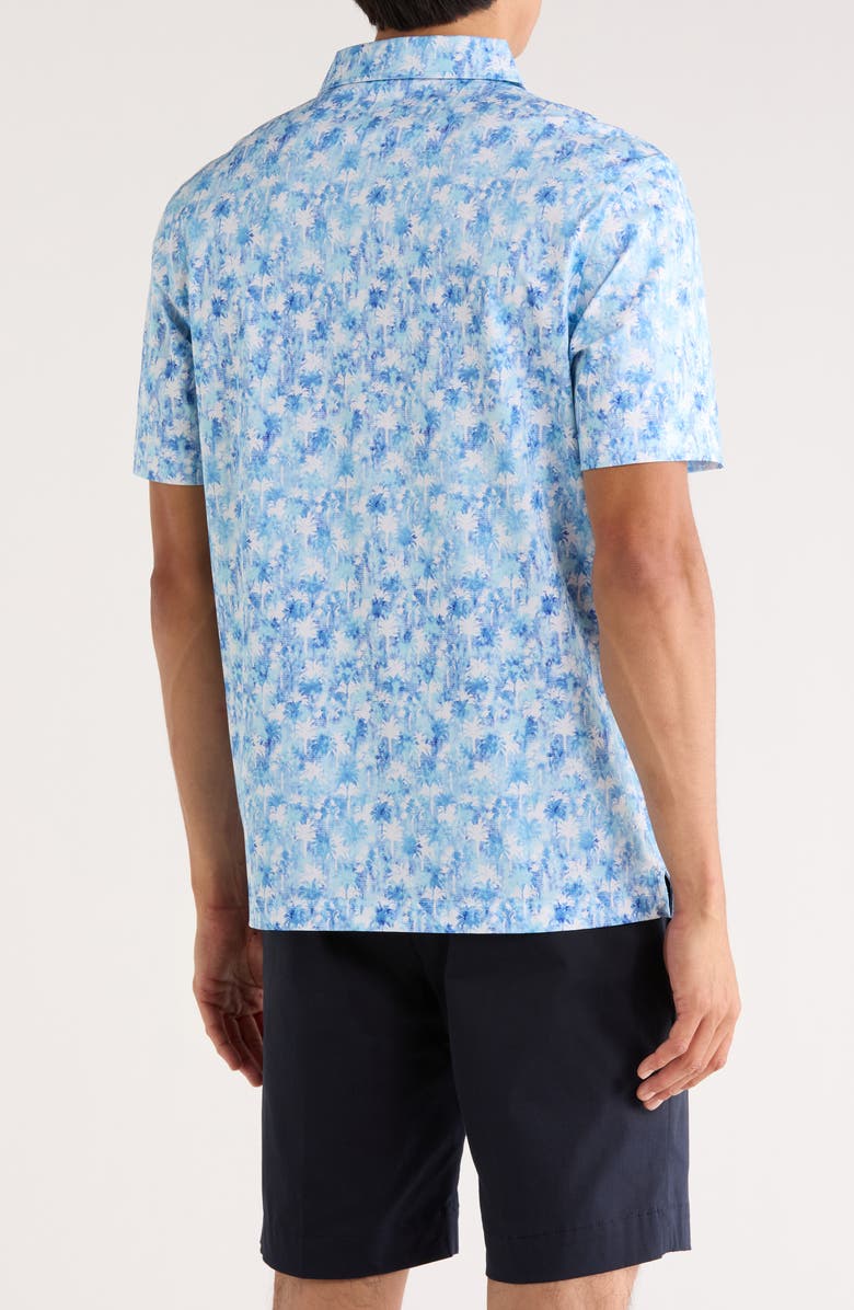 Bugatchi Victor Short Sleeve 8-Way Stretch OoohCotton<sup>®</sup> Knit Polo, Alternate, color, Azure