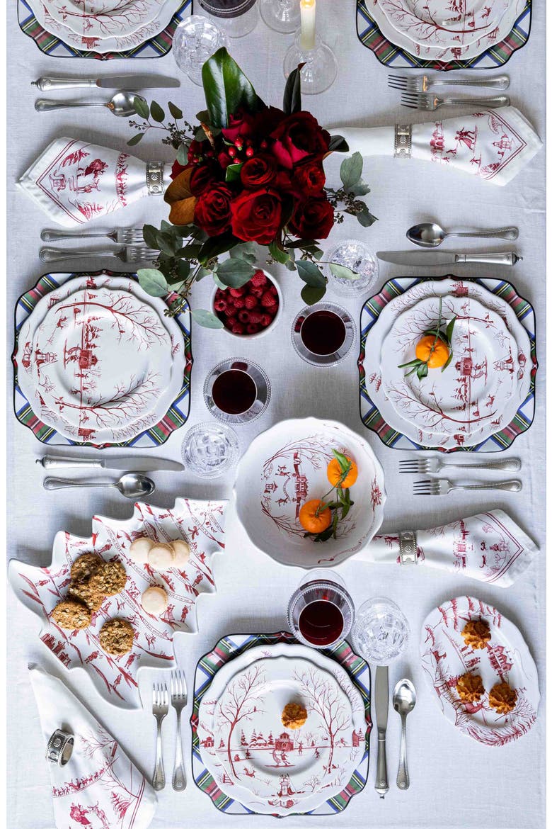 Country Estate Winter Frolic Set of 4 Place Card Holders, Alternate, color, RUBY