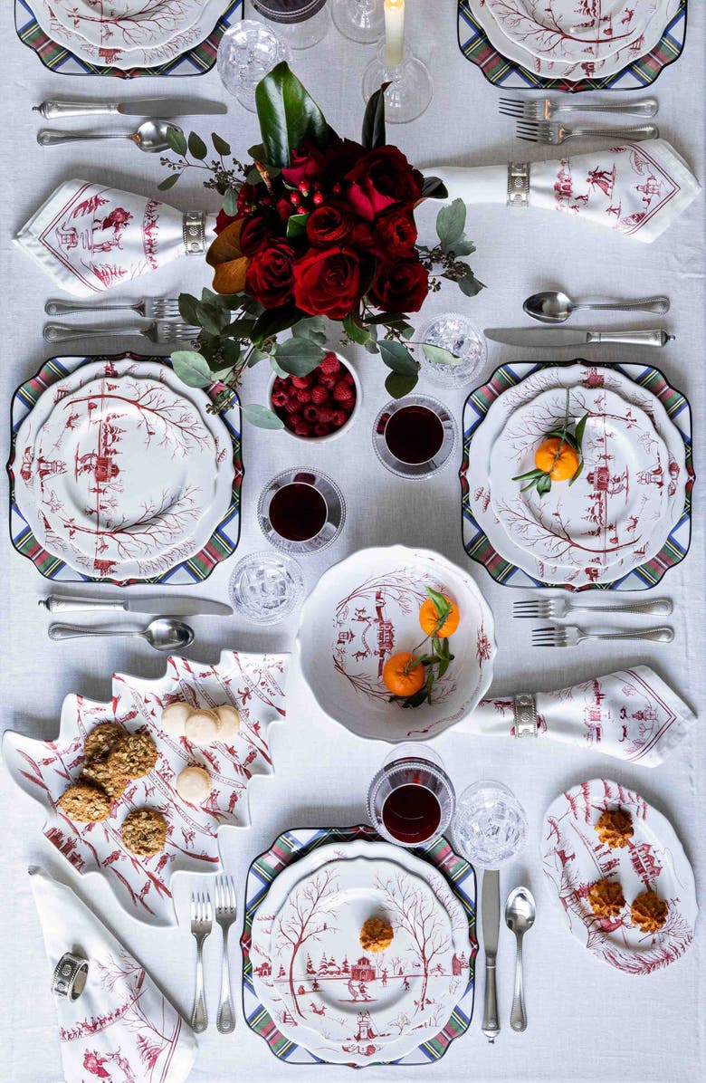 Juliska Country Estate Winter Frolic Set of 4 Place Card Holders, Alternate, color, Ruby