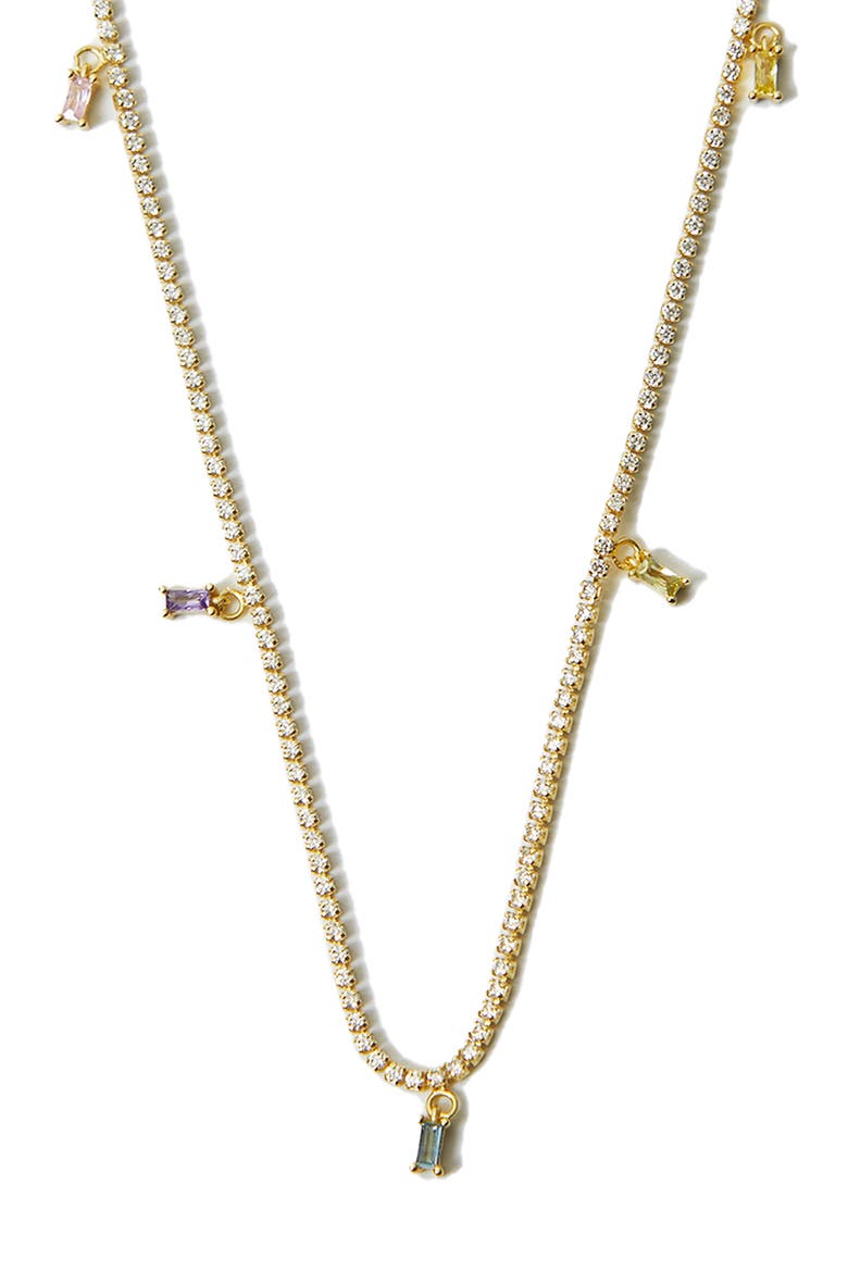 Shaky Cubic Zirconia Tennis Necklace, Alternate, color, GOLD