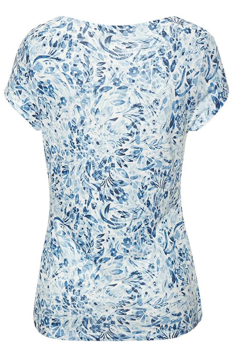 LASCANA Women's Floral Ruched V-Neck Top, Alternate, color, Blue Floral