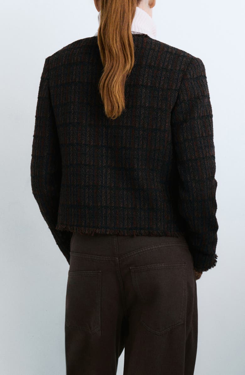 MANGO Pocket Tweed Jacket, Alternate, color, Chocolate