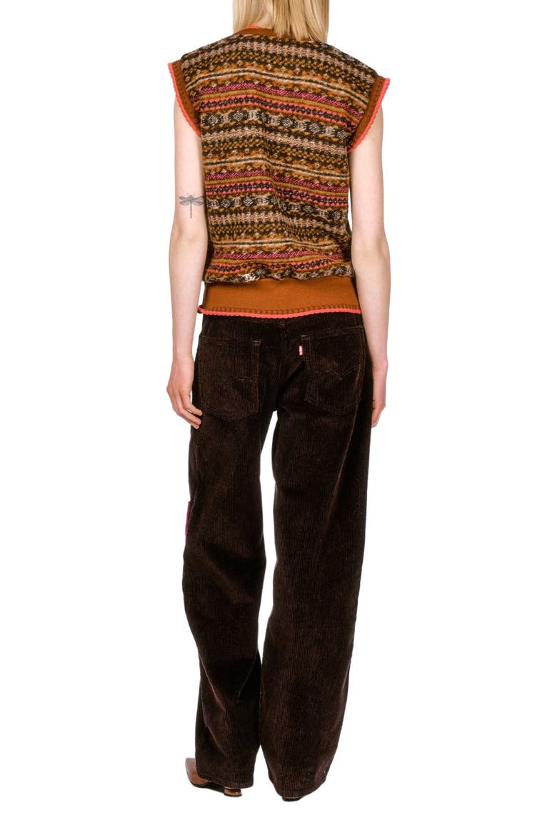 Fair Isle Fleece Vest, Alternate, color, CINNAMON MULTI