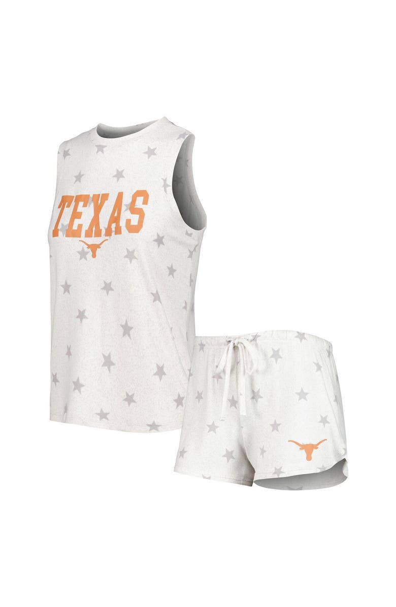 CONCEPTS SPORT Women's Concepts Sport Cream Texas Longhorns Agenda Stars Tank Top and Shorts Sleep Set, Main, color, 
