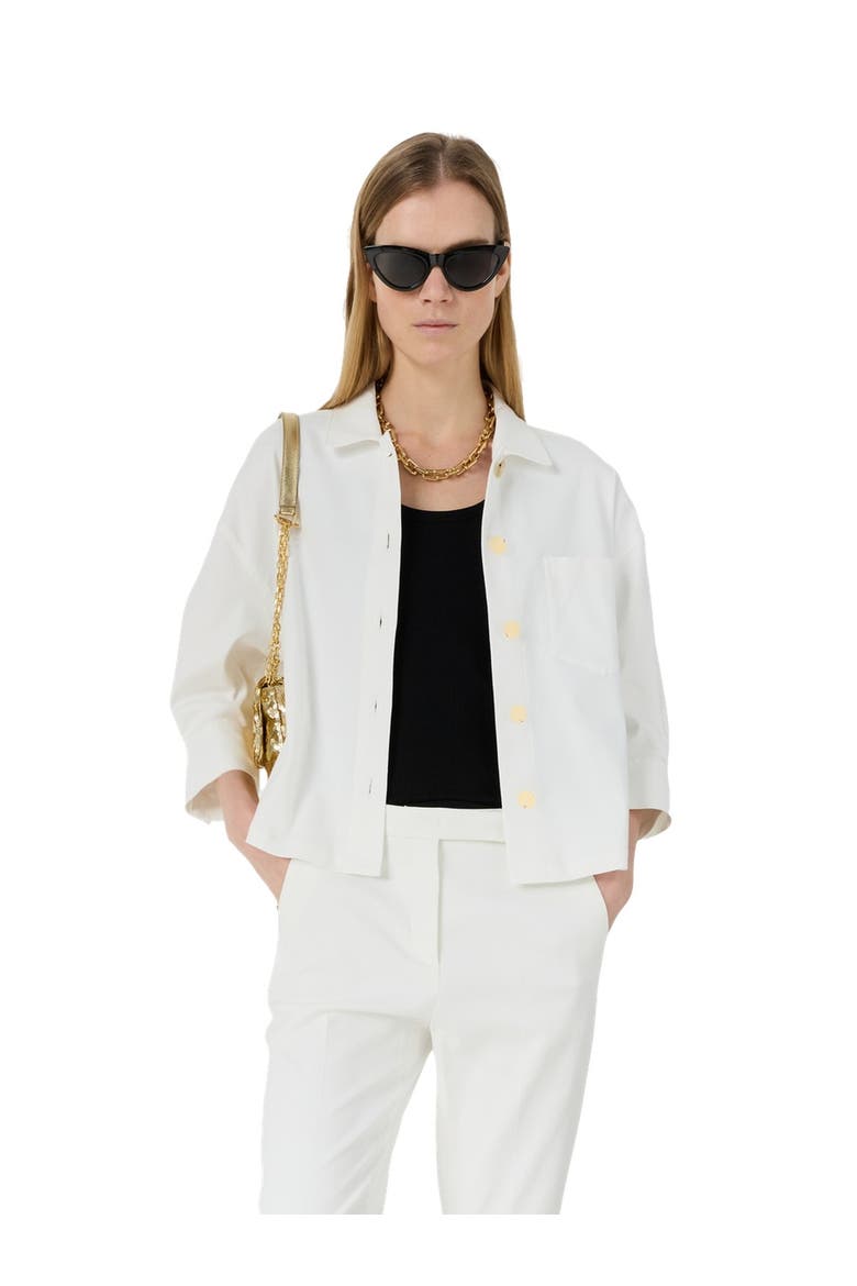 Tenya Tailored Cropped Boxy Jacket, Main, color, Ecru