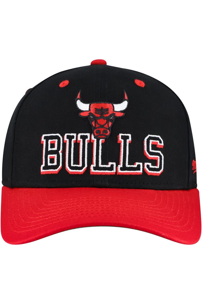 Men's Mitchell & Ness Black/Red Chicago Bulls Backside Script 2-Tone Pro Crown Adjustable Hat, Alternate, color, Black