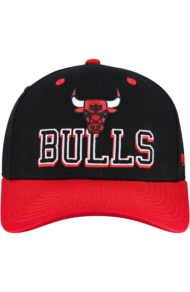 Mitchell & Ness Men's Mitchell & Ness Black/Red Chicago Bulls Backside Script 2-Tone Pro Crown Adjustable Hat, Alternate, color, Black
