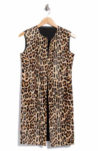 Leopard Print Genuine Calf Hair Sleeveless Jacket