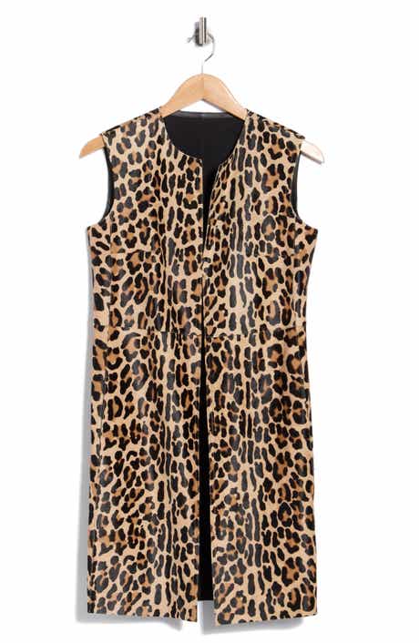 Leopard Print Genuine Calf Hair Sleeveless Jacket