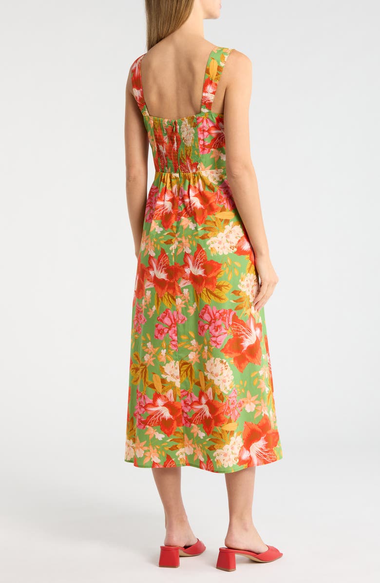 Vince Camuto Floral Print Cotton Poplin Midi Dress, Alternate, color, 