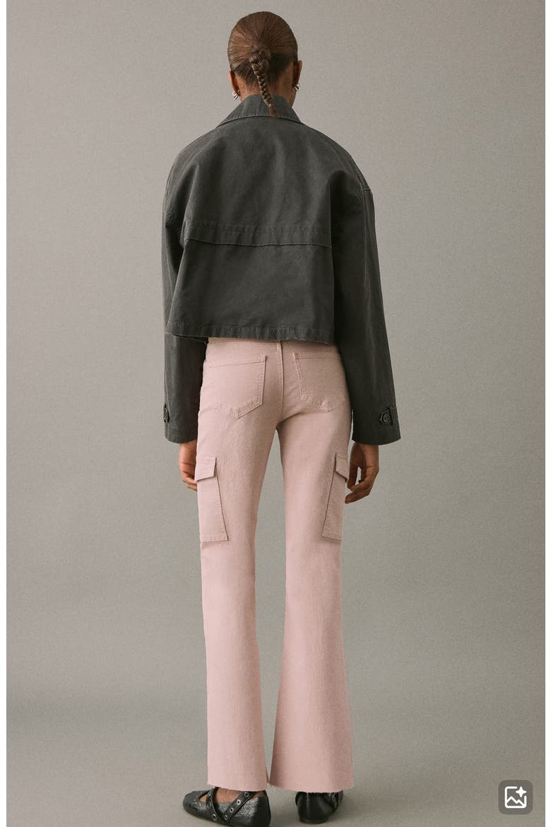 Flare Cargo Jeans, Alternate, color, PASTEL PINK