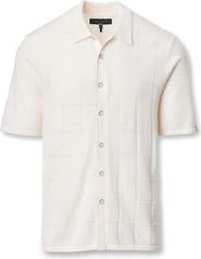 rag & bone Dalton Wool Blend Short Sleeve Knit Button-Up Shirt