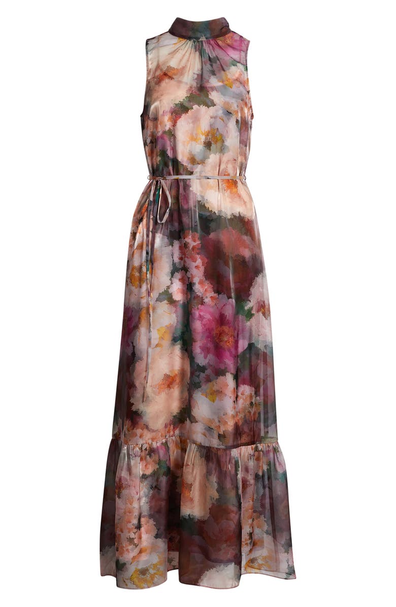 Julia Jordan Tie Neck Organza Dress, Alternate, color, Pink/ Wine Multi