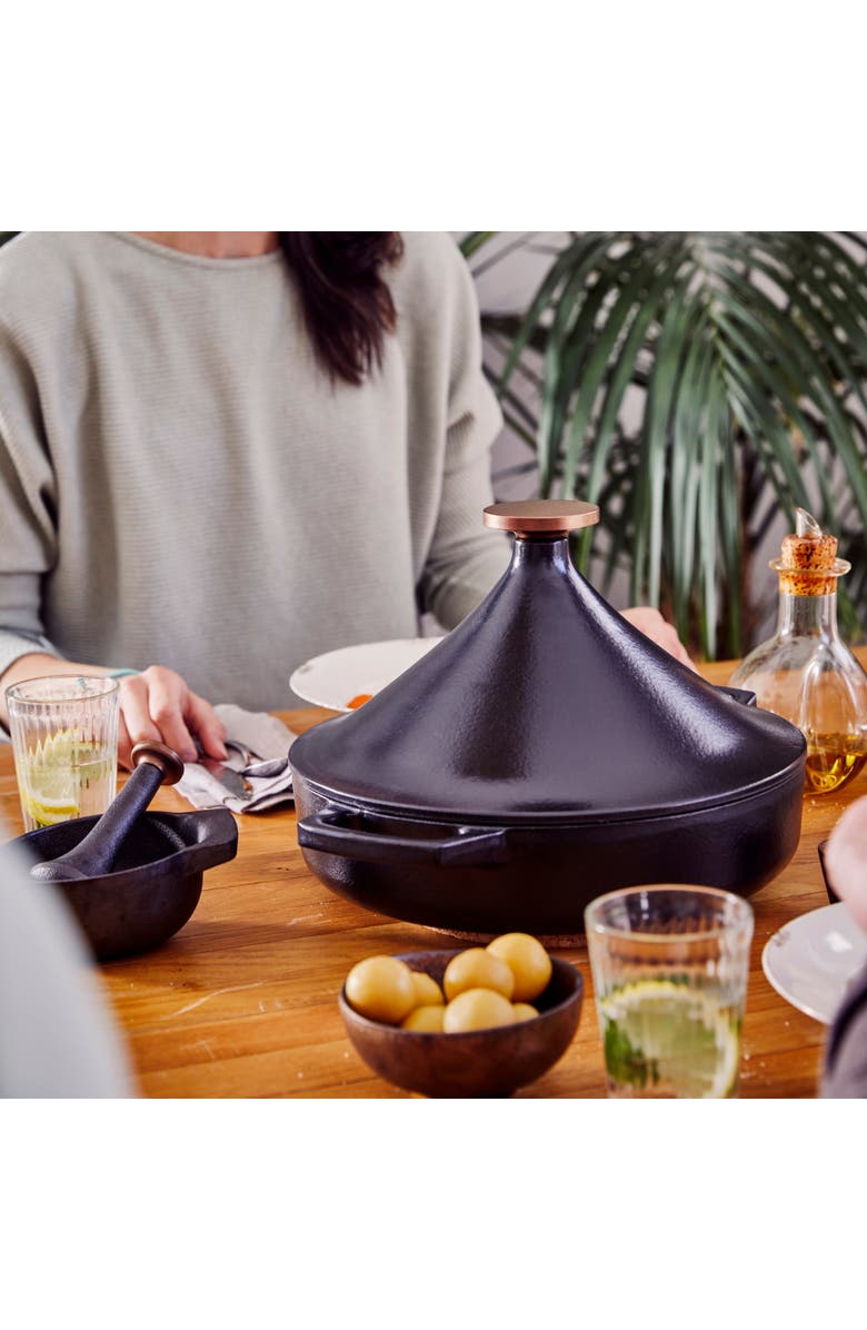 Alva Nori 3Qt Enameled Cast Iron Tagine Pot, Alternate, color, Black