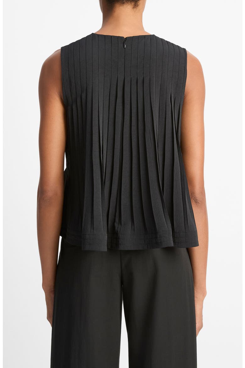 Pleated Sleeveless A-Line Top, Alternate, color, BLACK