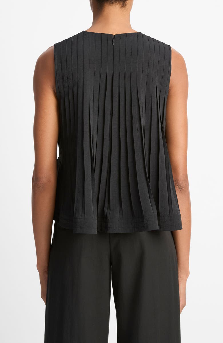 Vince Pleated Sleeveless A-Line Top, Alternate, color, Black