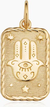 Oradina 14K Yellow Gold Hamsa Pendant Charm